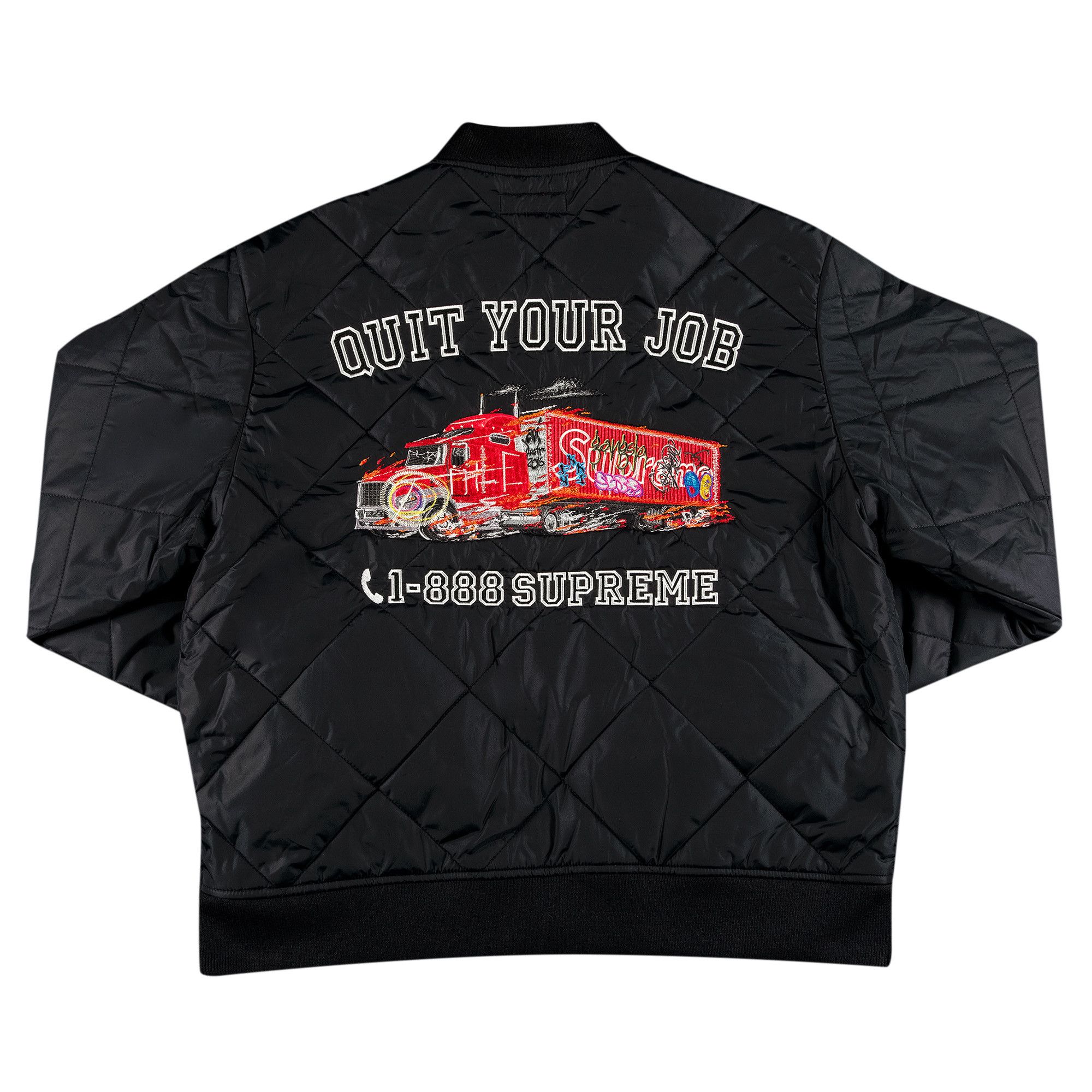 Buy Supreme Quit Your Job Quilted Work Jacket 'Black