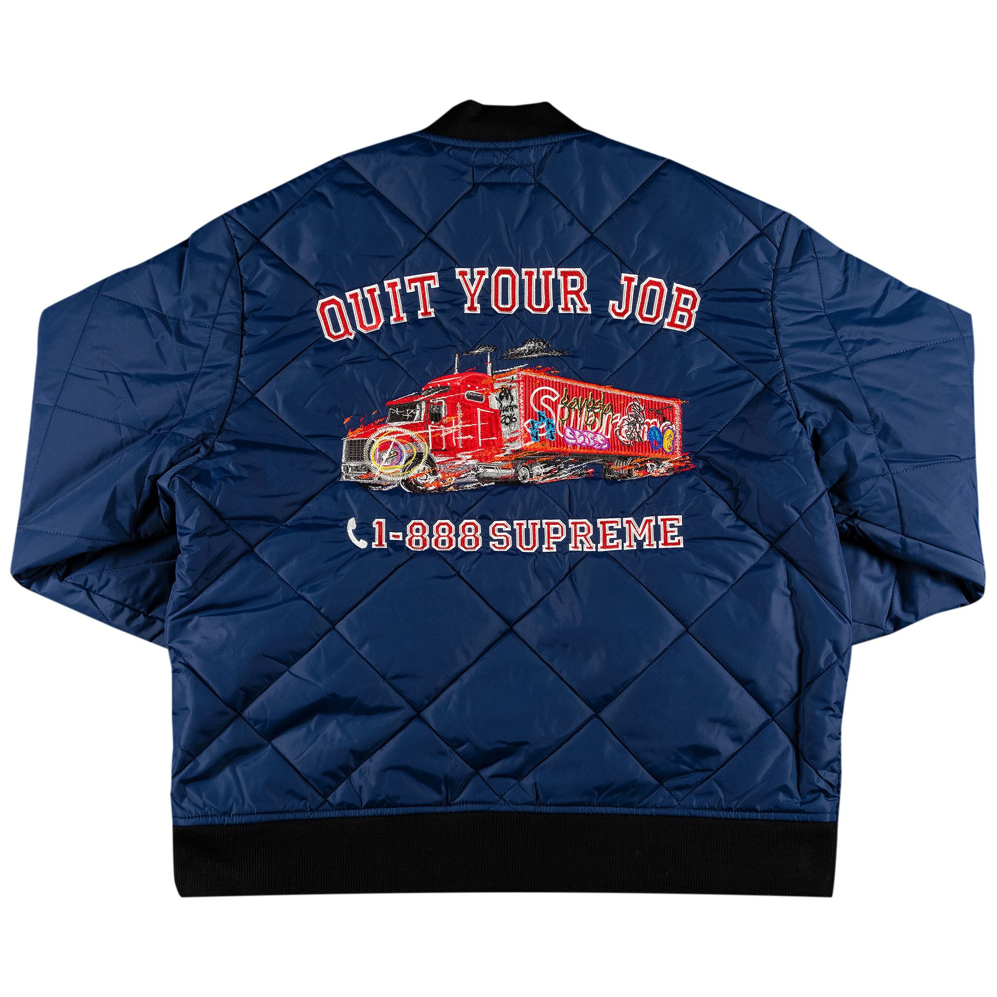 Buy Supreme Quit Your Job Quilted Work Jacket 'Blue