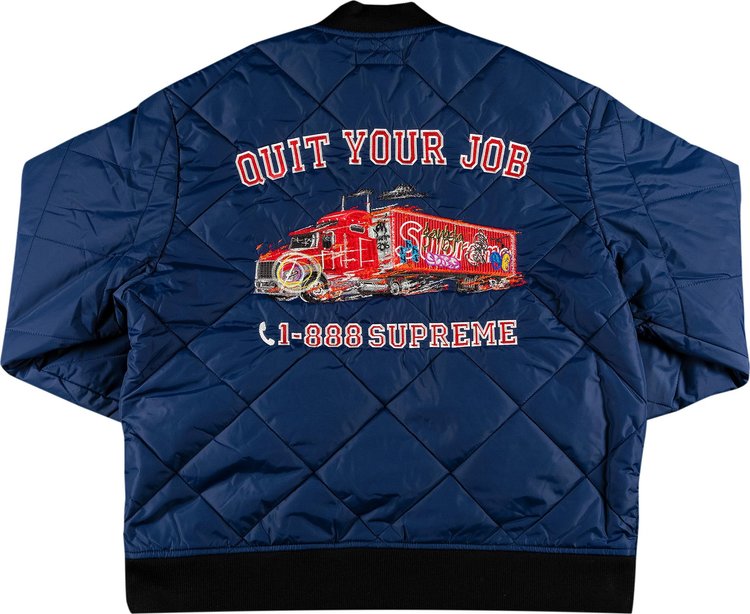 Supreme Quit Your Job Quilted Work Jacket Blue