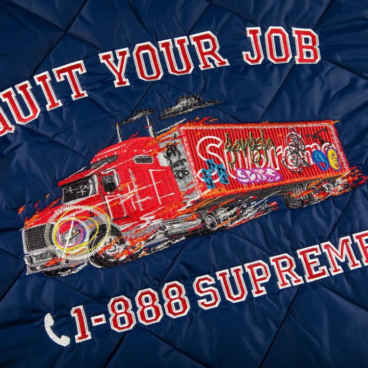 Supreme Quit Your Job Quilted Work Jacket Blue