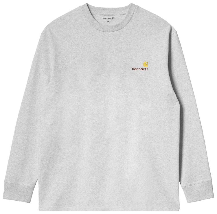 Carhartt WIP Long Sleeve American Script T Shirt Ash Heather