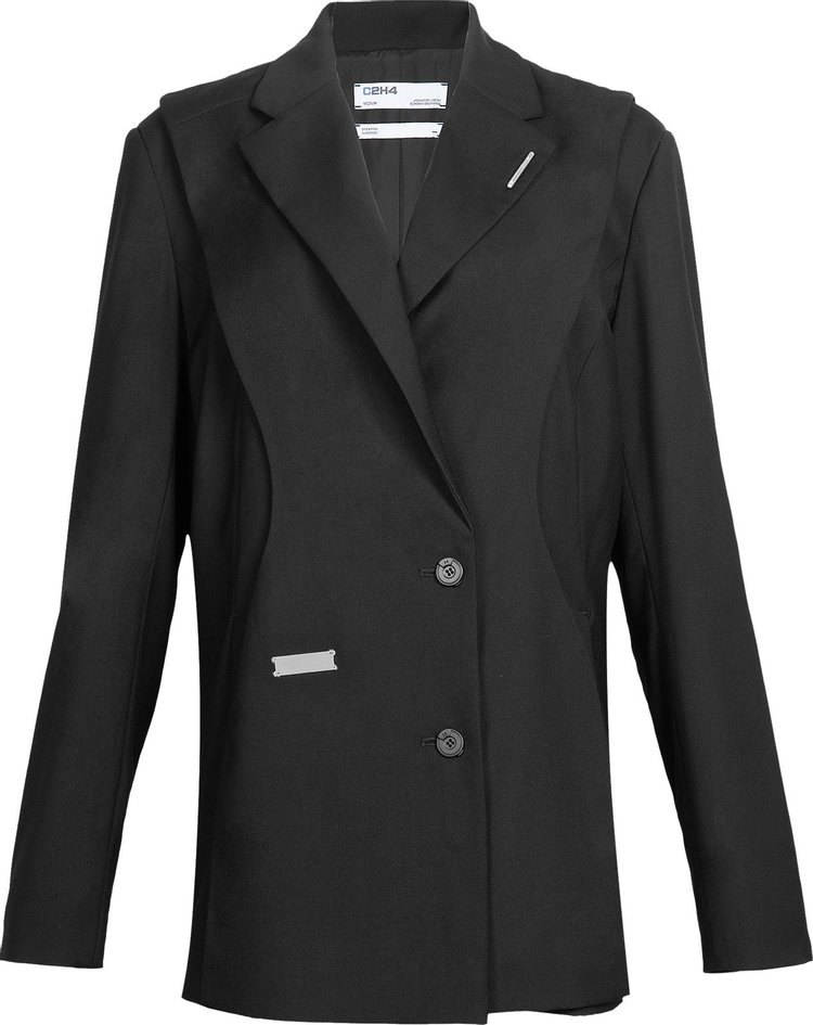 C2H4 Layered Arc Cutting Tailored Jacket Black