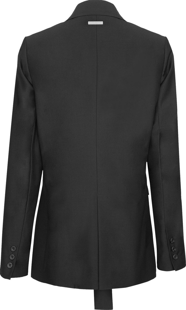 C2H4 Asymmetrical Double Lapel Tailored Jacket Black