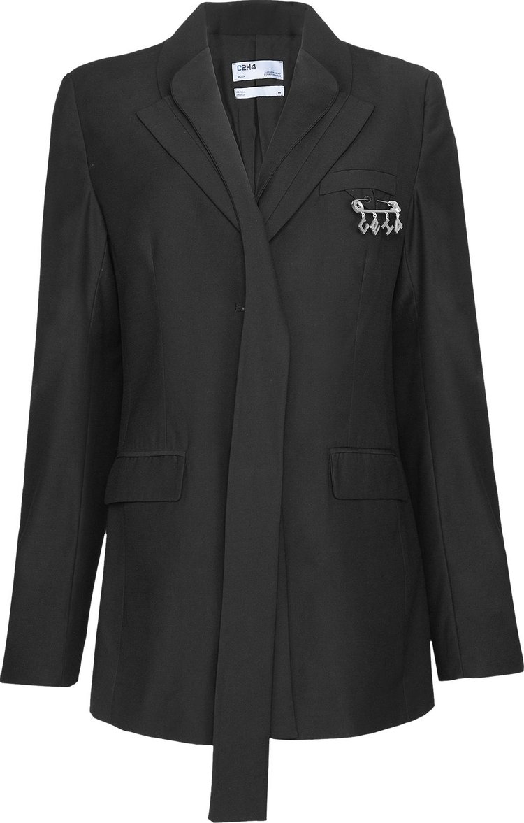 C2H4 Asymmetrical Double Lapel Tailored Jacket 'Black'