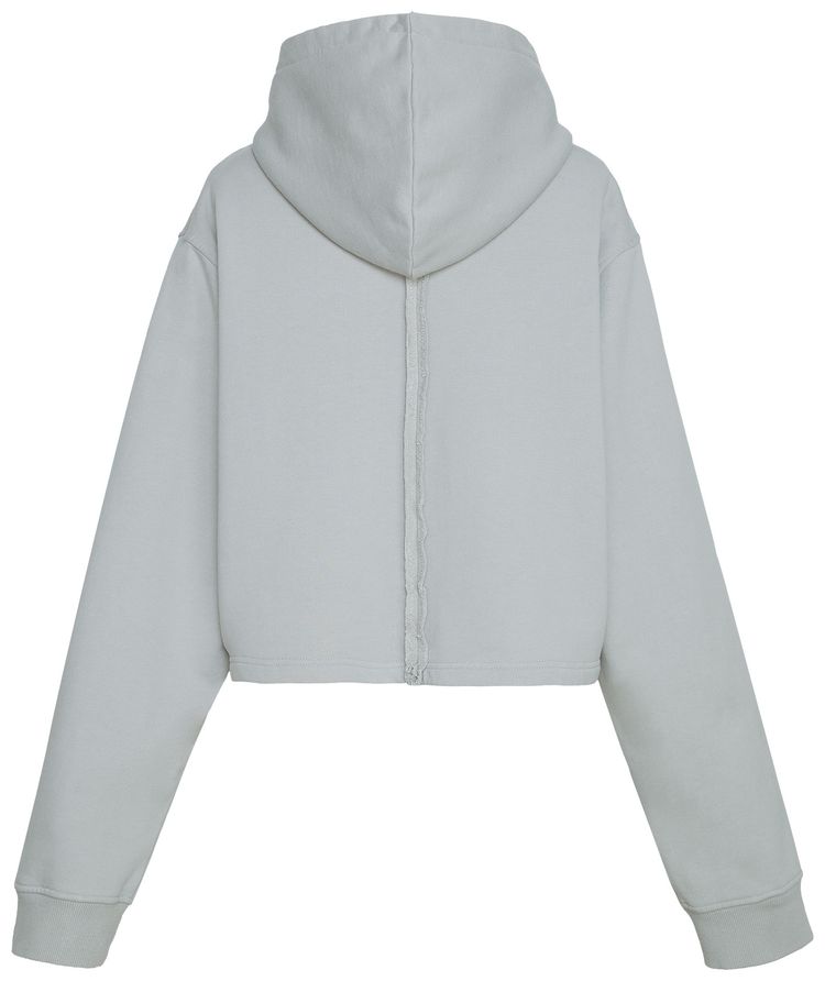 C2H4 Zippered Raw Edge Short Hoodie Grey