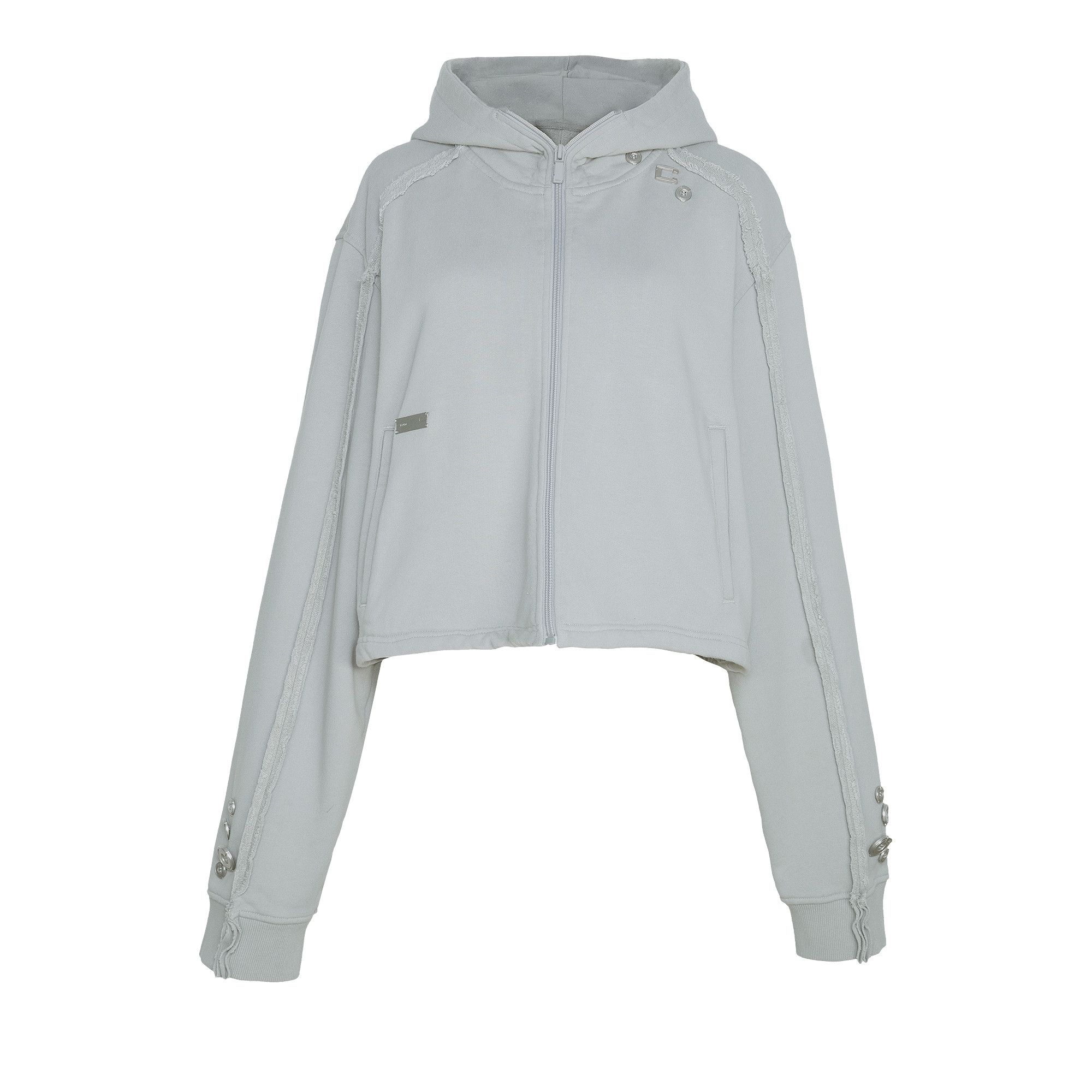 Buy C2H4 Zippered Raw Edge Short Hoodie 'Grey' - R004 W092
