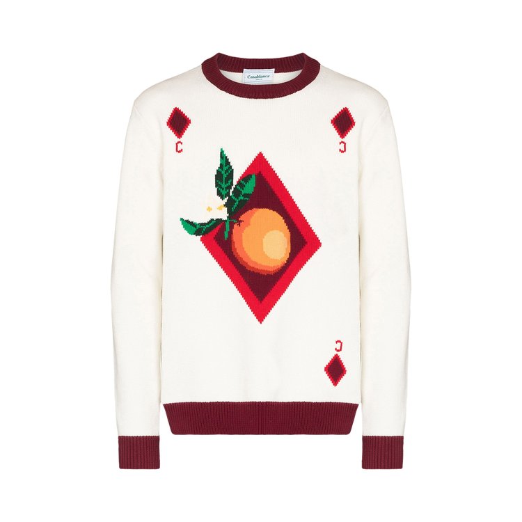 Casablanca Orange Card Intarsia Sweater 'Off White'