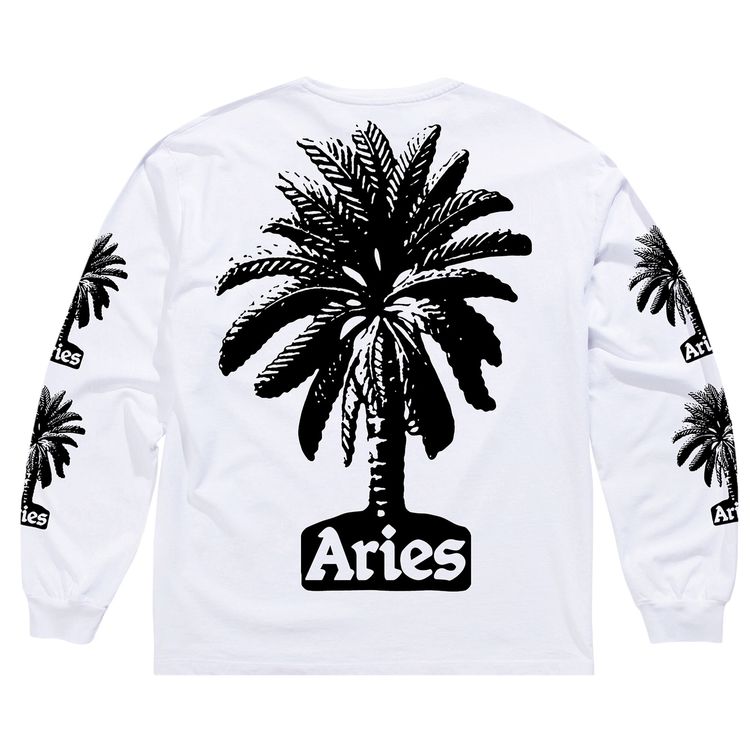 Aries Palm Long Sleeve Tee White