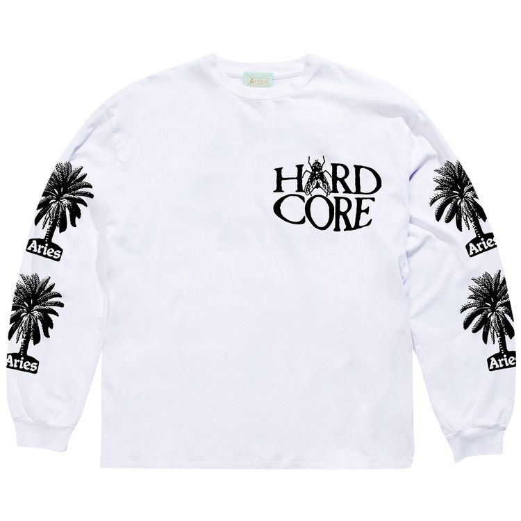 Aries Palm Long Sleeve Tee White