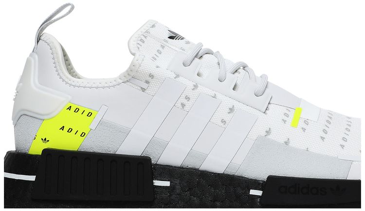 Adidas NMD R1 All Over Logo   White Team Solar Yellow