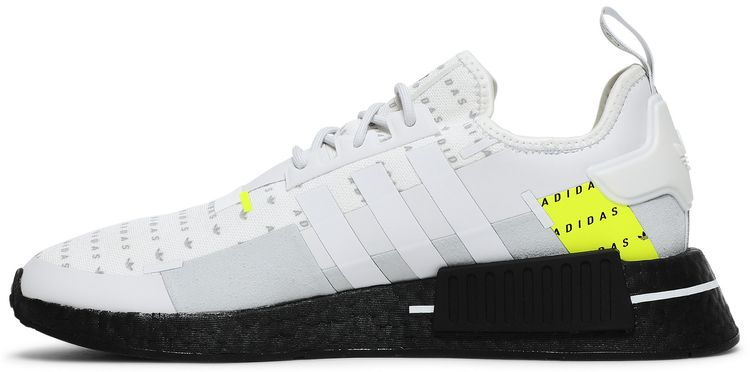 Adidas NMD R1 All Over Logo   White Team Solar Yellow