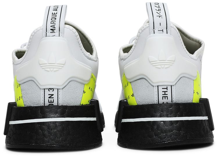 Adidas NMD R1 All Over Logo   White Team Solar Yellow