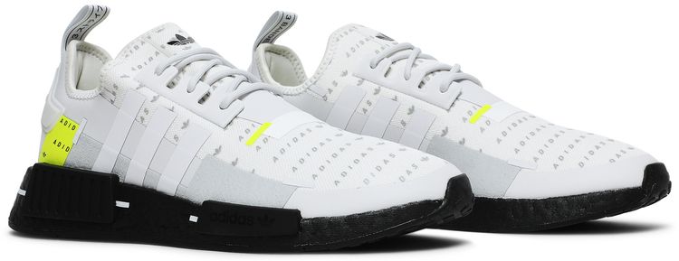 Adidas NMD R1 All Over Logo   White Team Solar Yellow