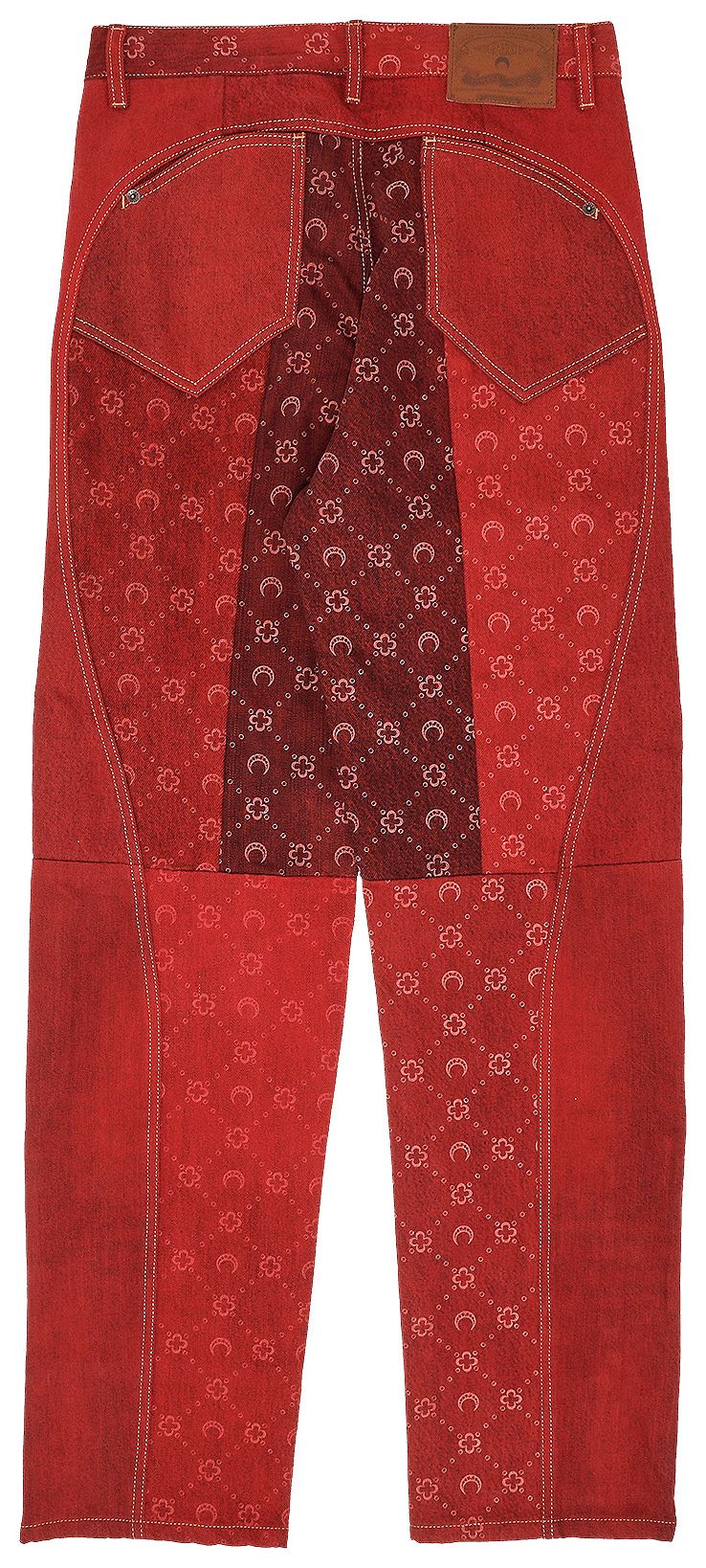 Marine Serre Regenerated Monogram Denim Straight Fit Trousers Flaming Red