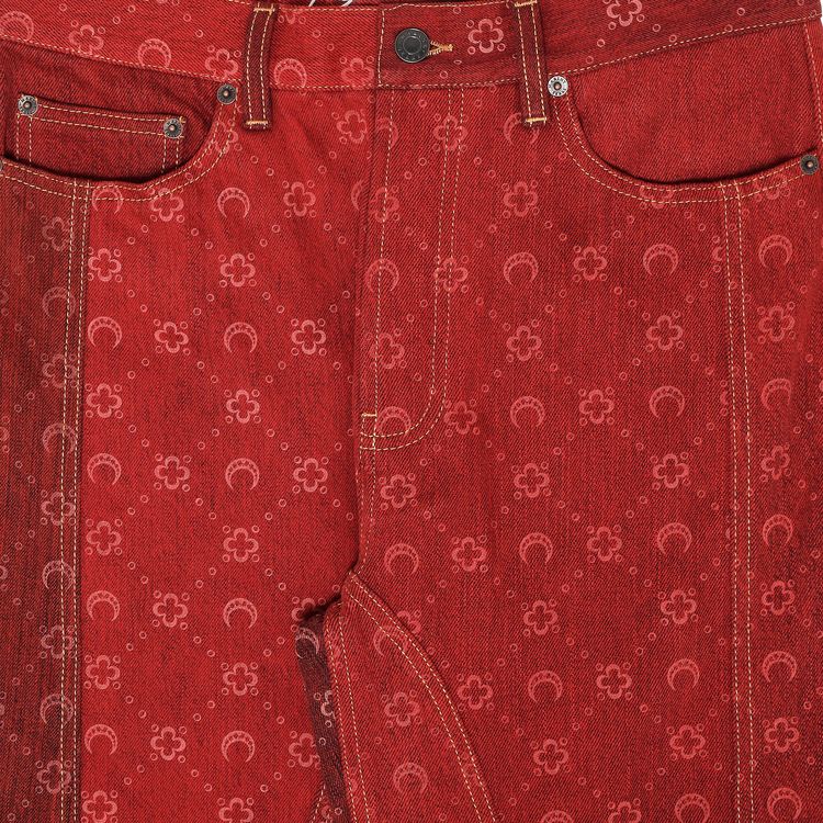 Marine Serre Regenerated Monogram Denim Straight Fit Trousers Flaming Red