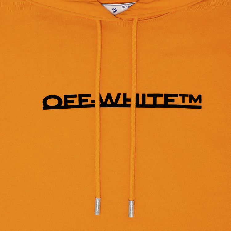 Off White Underlined Logo Regular Hoodie OrangeBlack