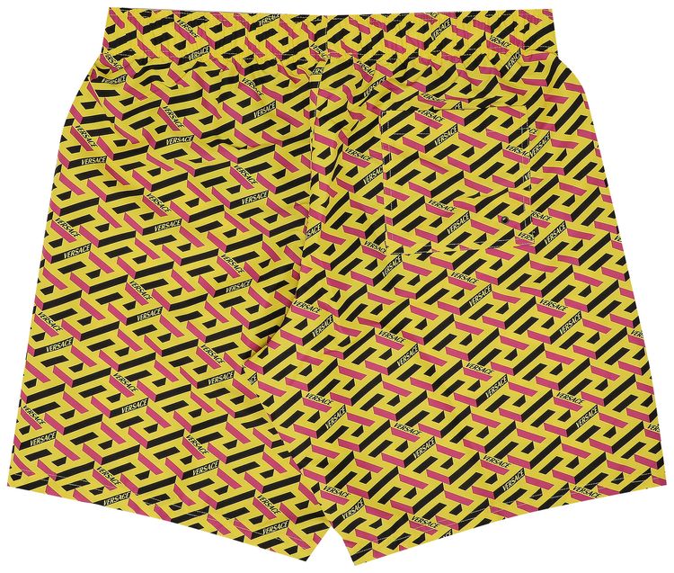 Versace Golpo Monogram Swim Shorts YellowMulticolor