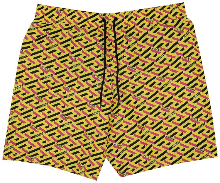 Versace Golpo Monogram Swim Shorts YellowMulticolor