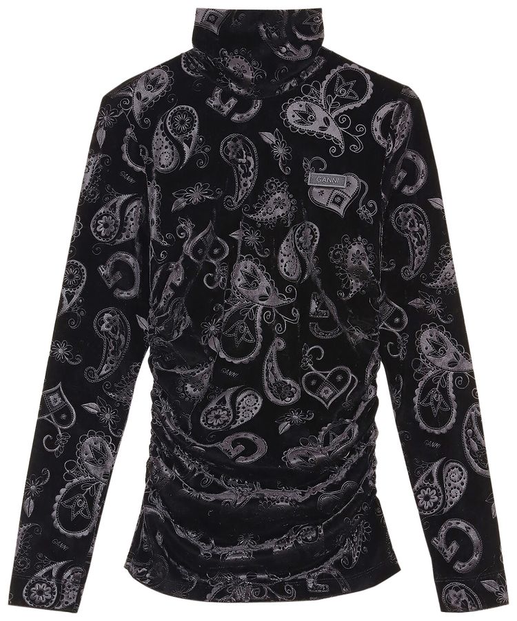 GANNI Velvet Jersey Rollneck Dark Green