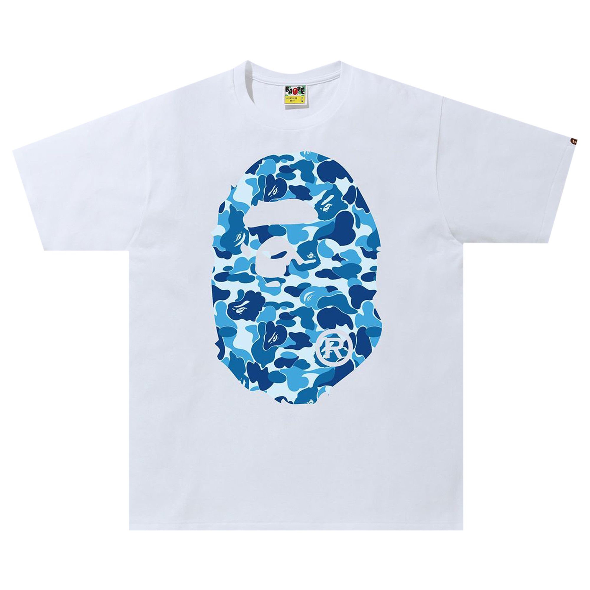 Buy BAPE ABC Camo Big Ape Head Tee 'White/Blue' - 1H80 110 005
