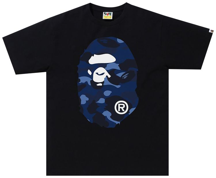 BAPE Color Camo Big Ape Head Tee BlackNavy