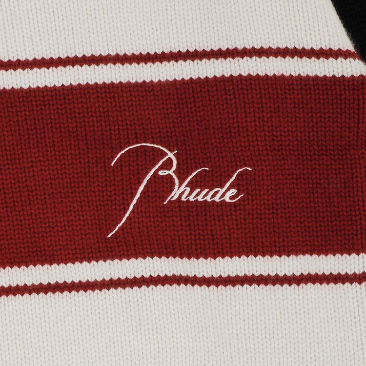 Rhude Stripe Knit Rugby CremeBlackRed