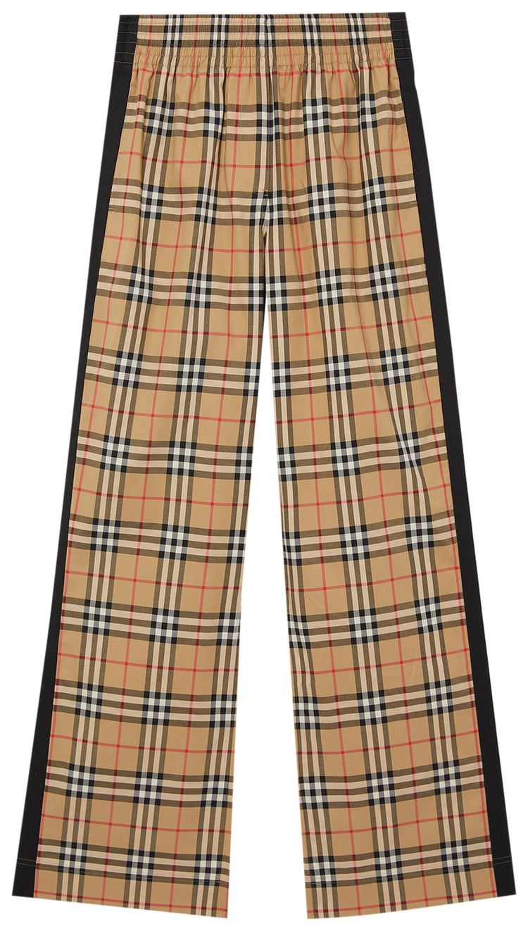 Burberry Side Stripe Vintage Check Stretch Trousers Archive Beige