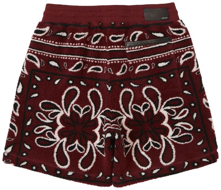 Amiri Printed Bandana Polar Fleece Shorts RedBlack