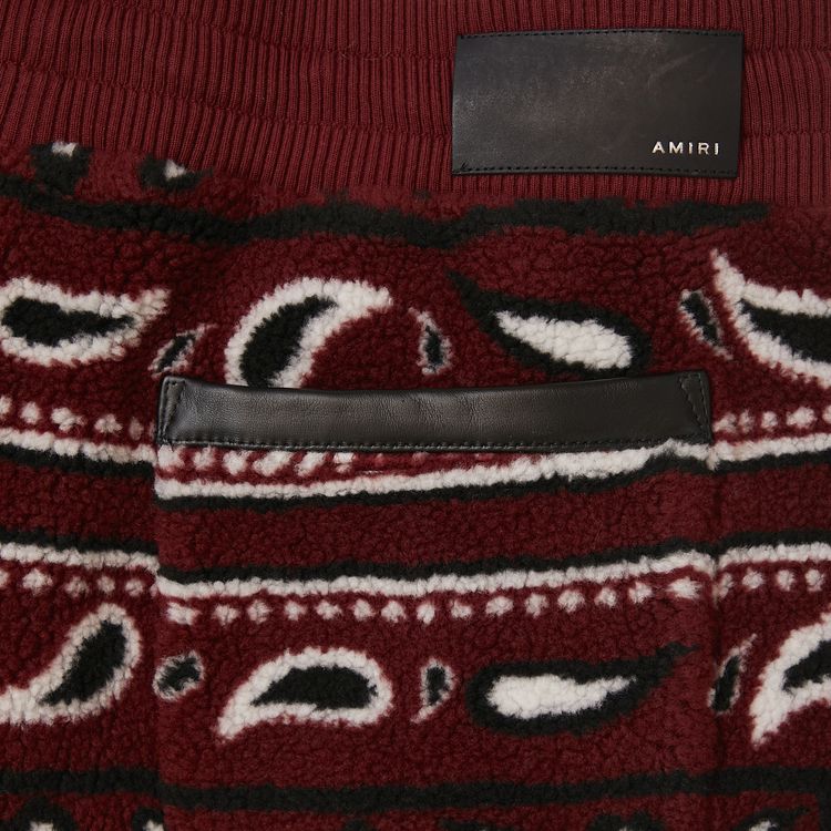 Amiri Printed Bandana Polar Fleece Shorts RedBlack