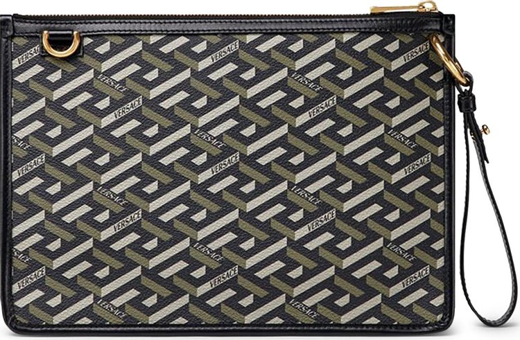 Versace La Greca Signature Pouch BlackKhakiVersace Gold