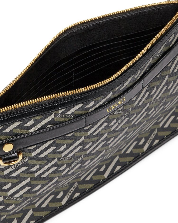 Versace La Greca Signature Pouch BlackKhakiVersace Gold