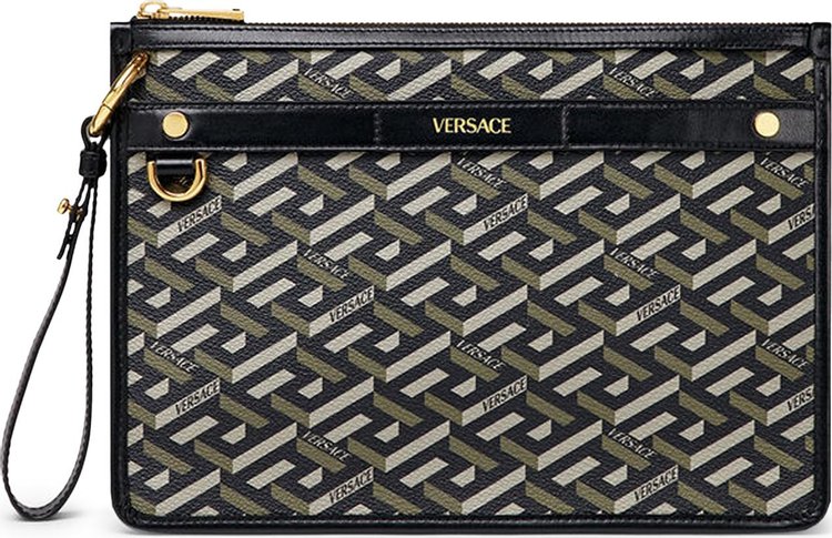 Buy Versace La Greca Signature Pouch 'Black/Khaki/Versace Gold' - 1002245  1A01444 5B15V