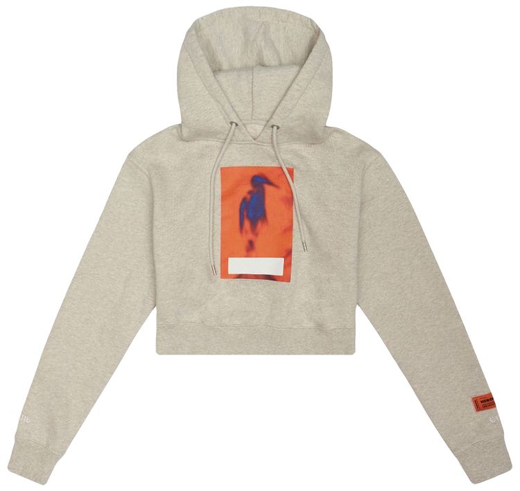 Heron Preston Censored Cropped Hoodie Grey Melange