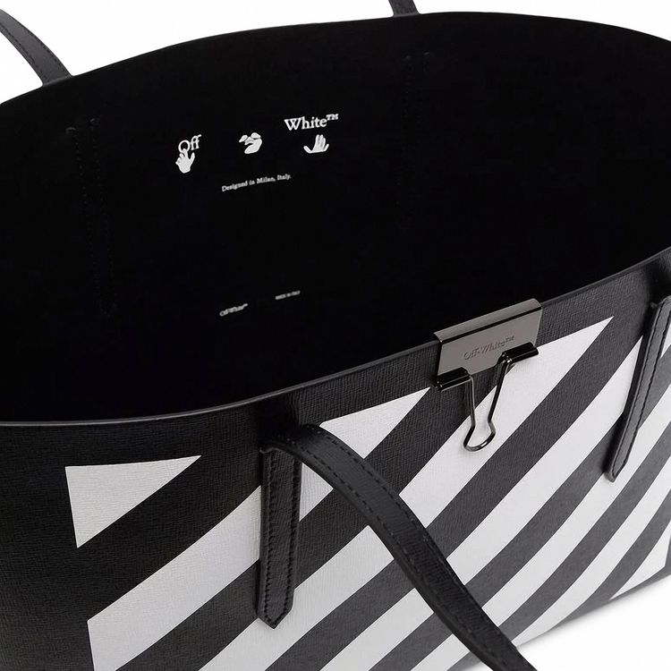 Off White Diag Binder Shopper BlackWhite