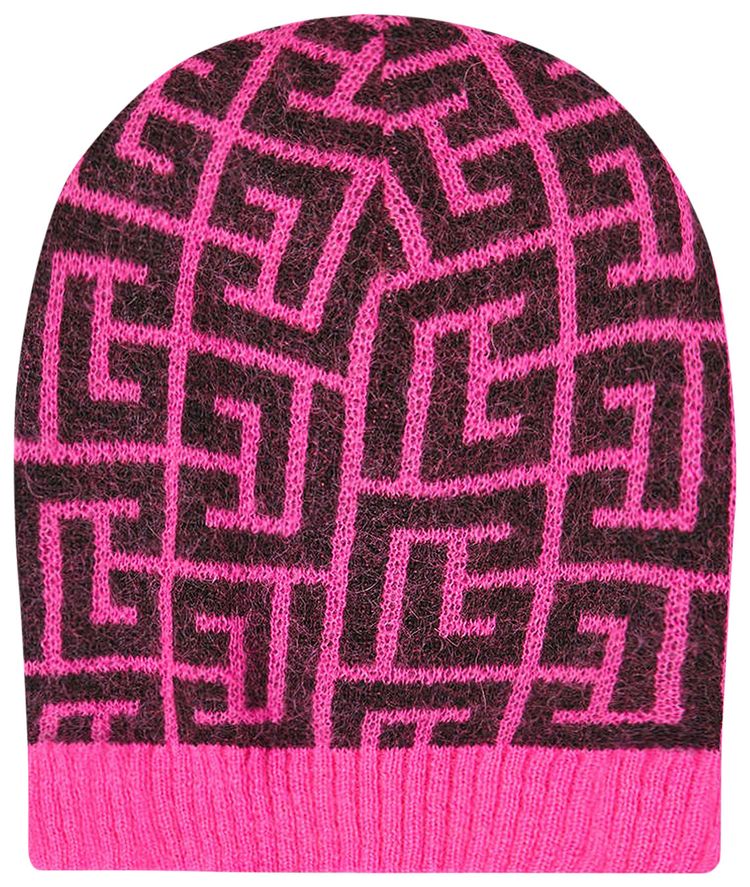 Balmain Maxi Monogram Beanie Rose FluoNoir