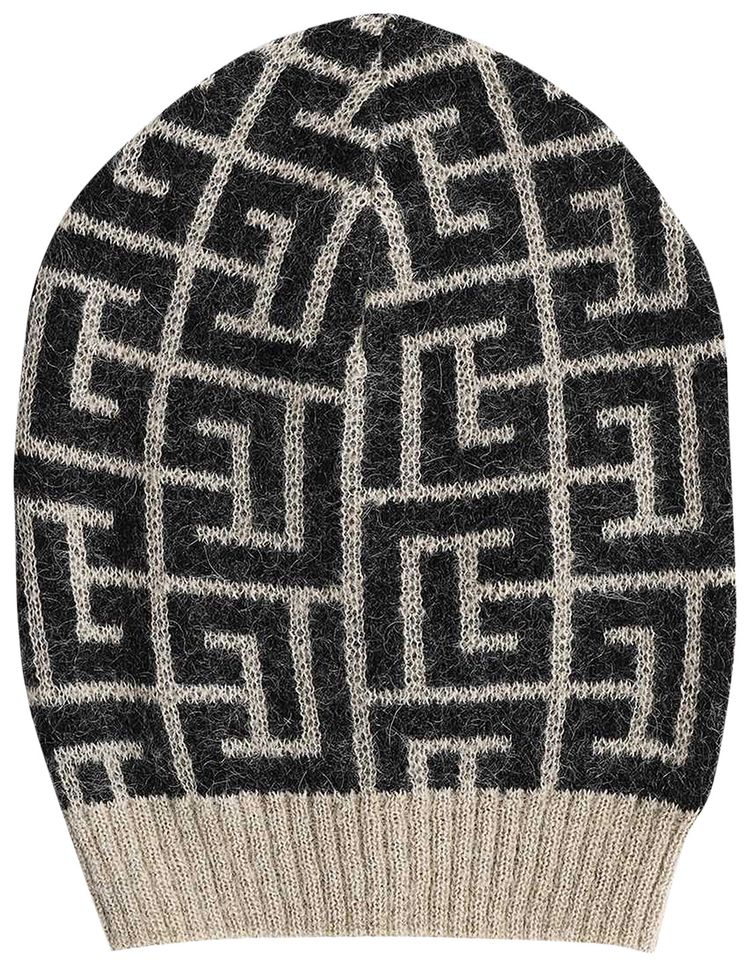 Balmain Maxi Monogram Beanie IvoireNoir