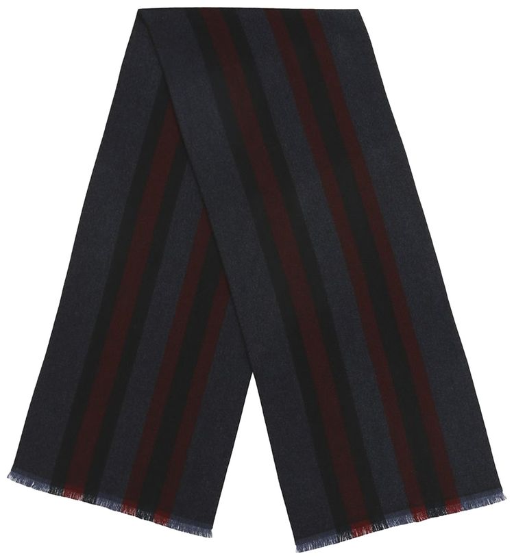 Gucci Striped Wool And Silk Scarf Blue