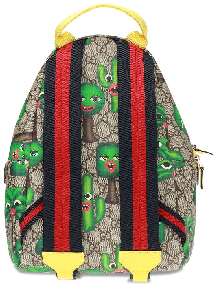 Gucci Kids GG Supreme Plants Backpack Brown