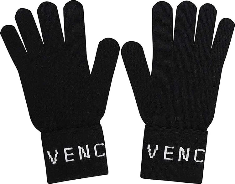 Givenchy Logo Wool Gloves 'Black'