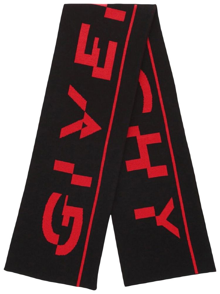 Givenchy Logo Fringe Football Scarf Black