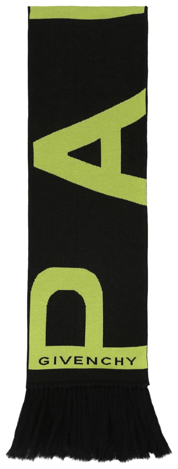 Givenchy Logo Fringe Football Scarf Black