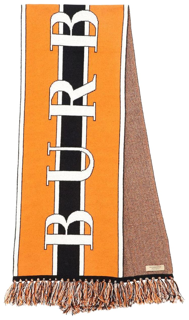 Burberry Logo Football Cashmere Scarf Orange