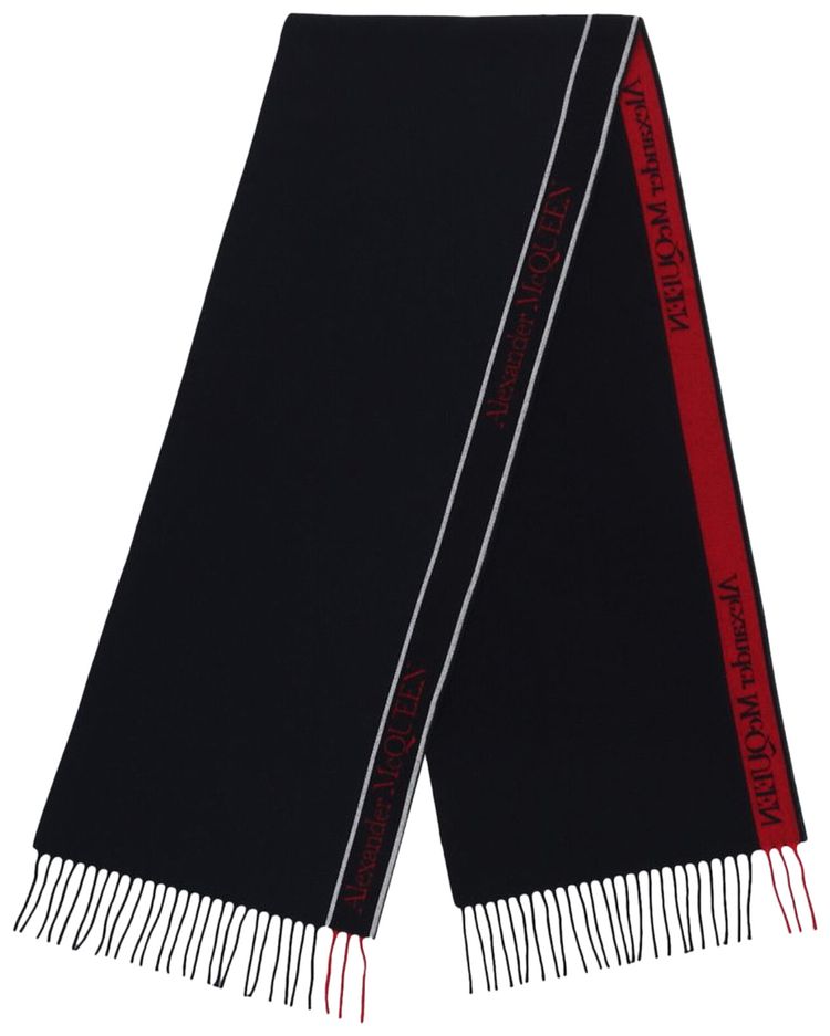 Alexander McQueen Selvedge Wool Scarf Blue