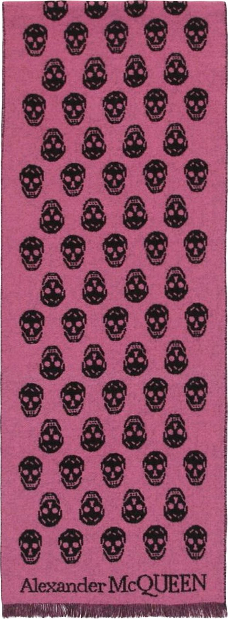 Alexander McQueen Biker Skull Jacquard Scarf Pink