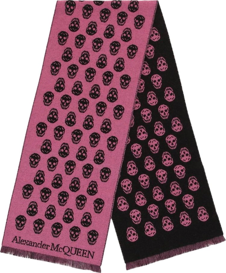 Alexander McQueen Biker Skull Jacquard Scarf Pink