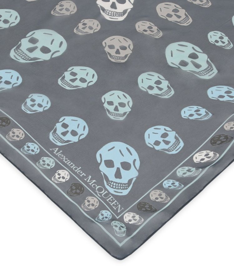 Alexander McQueen Box Skull Scarf Blue