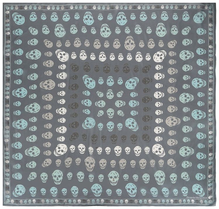 Alexander McQueen Box Skull Scarf Blue