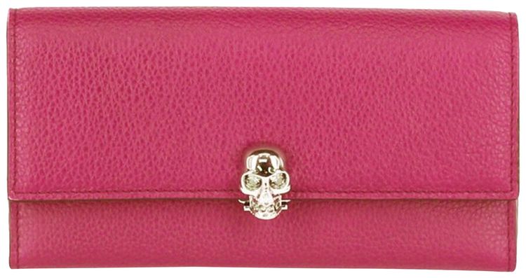 Alexander McQueen Continental Skull Foldover Wallet Pink
