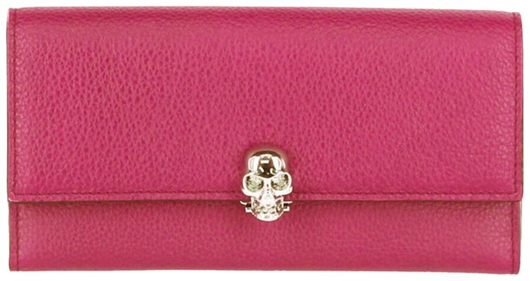 Alexander McQueen Continental Skull Foldover Wallet Pink