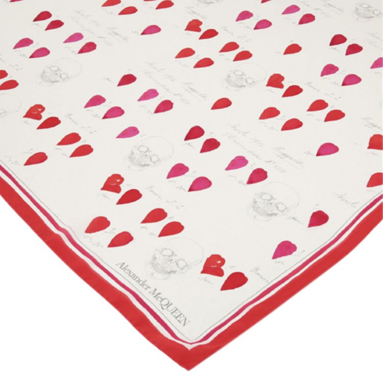 Alexander McQueen Petal Print Scarf White